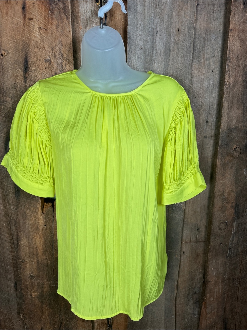 Vince Camuto Neon Yellow Short Sleeve Blouse
